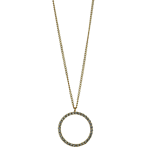 CBYH dame halskæde med krystal sten i cirkel - guldfarvet