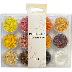 Perleæske små perler 12 stk. - brune toner