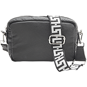 Skindtaske med bred rem - sort