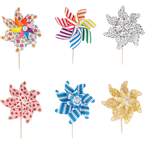 Stor mønstret vindmølle H: 74 cm - flere varianter - assorteret