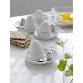 Steel-function æggebægere med ske - 4 stk.