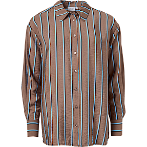 VRS dame stribet skjorte str. S - brun