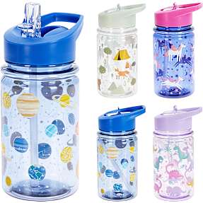 Vandflaske m. motiv (450ml) - flere varianter - assorteret