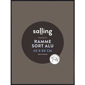 Sort ramme m. plexiglas - 60x80 cm