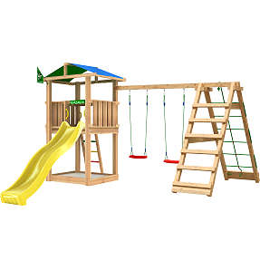 Jungle Gym Hut legetårn komplet inkl. gyngemodul og rutsjebane