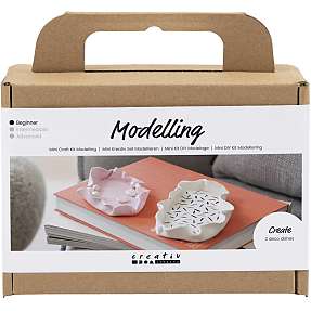 Mini DIY kit modellering skål - lyserød og sort