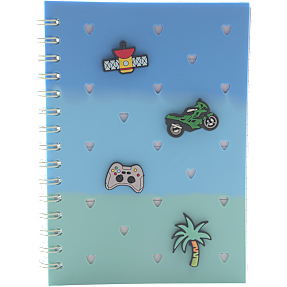 Danpen Junior Notesbog med Charms - blå/grøn