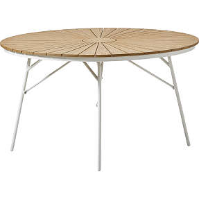 Kerteminde teak - nonwood havebord Ø130 cm, hvidt stel