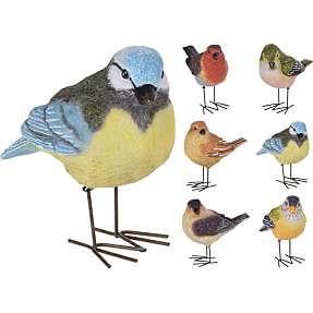 Fugl i poly med metalben - flere varianter - assorteret
