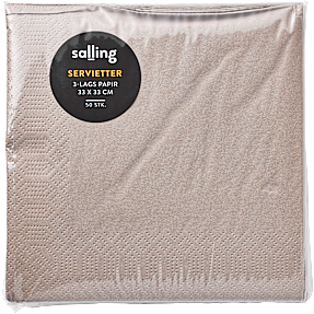 Salling ensfarvede servietter 33x33 cm 50-pak - sand