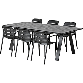 New York havebord m. 6 Lindholt stole - sort