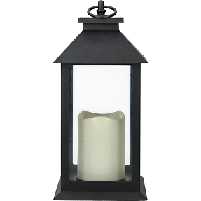 LED lanterne med 1 lys H: 30 cm - sort