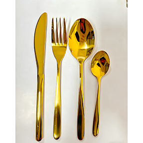 Køkkenchef bestiksæt 16 dele - blank guldfarvet