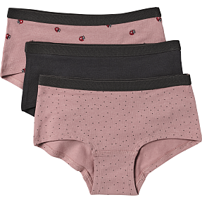 VRS børne 3-pak hipster str. 134/140 - lilla/sort