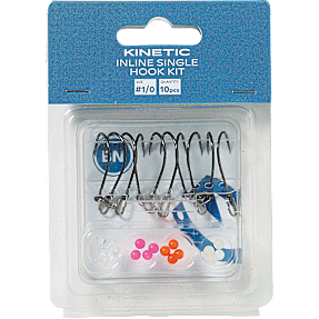 Kinetic inline single hook kit 1/0 10 ps
