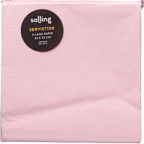 Salling ensfarvede servietter 33x33 cm 50-pak - rosa