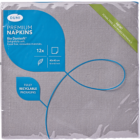Dunisoft ensfarvede servietter 40x40 cm 12-pak - grå