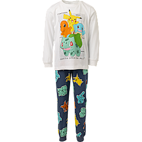 Pokémon pyjamas str. 134/140 -  hvid/blå