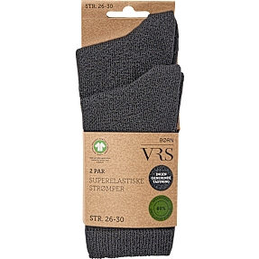 VRS børne 2-pak superelastiske strømper str. 26/30 - sort