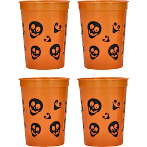 Halloween kopper 4-pak 310 ml - flere varianter - assorteret