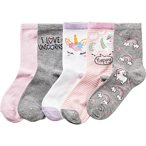 VRS børne 5-pak strømper str. 26/30 - printet