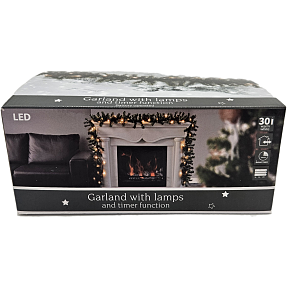 Kunstig gran guirlande med 30 LED - varm hvid