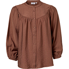 VRS dame bluse med 3/4 ærmer str. XS - brun