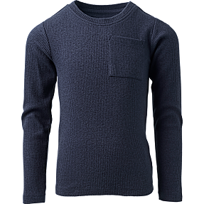 VRS børne rib bluse str. 98/104 - mørkeblå