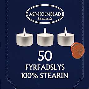 Fyrfadslys ren stearin 6 timer 50-pak - hvid