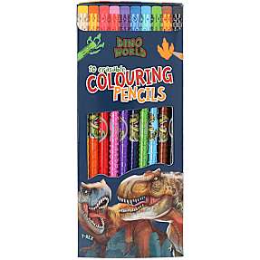 Dino World farveblyanter m. viskelæder