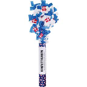 Studenter Konfettirør m. flag - blå og hvid