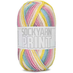 BUMBO Uldblanding Strømpegarn print - Gul 195