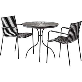 Kerteminde nonwood sort Ø80 cm, antracit stel med 2 Mood stole