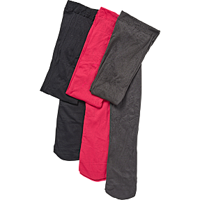 VRS 3-pak strømpebukser str. L/XL - sort/rød/grå