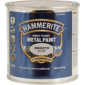 Hammerite glat metalmaling 250 ml - sølvfarvet