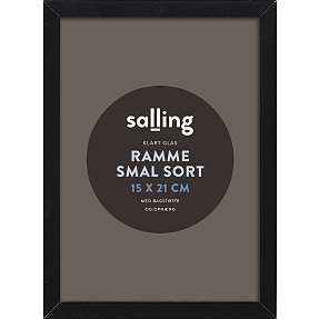 Sort ramme m. glas - 15x21 cm