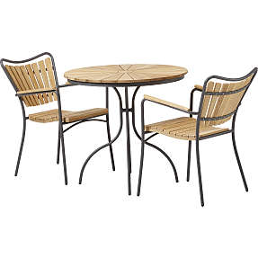 Kerteminde Ø80 teak cafésæt med 2 stole - Teak/antracit