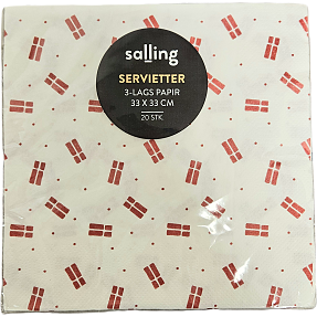 Salling mønstrede servietter 33x33 cm 20-pak - Dannebrog