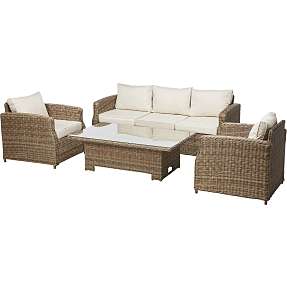 Vila Gotland loungesæt med 3 pers. sofa og hæve/sænke bord - natur