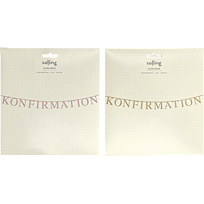 Konfirmationsguirlande med teksten "Konfirmation" - assorteret