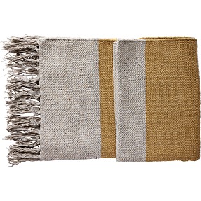 Fladvævet gulvtæppe - gul strib