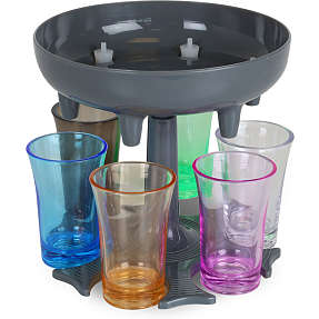 Shotdispenser m. 6 farvede glas - mørkegrå