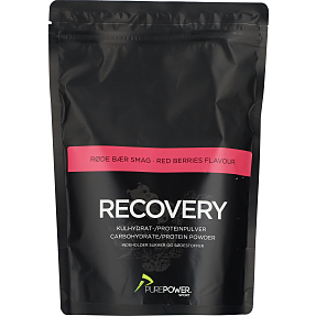 Protein- og kulhydratpulver m. røde bærsmag