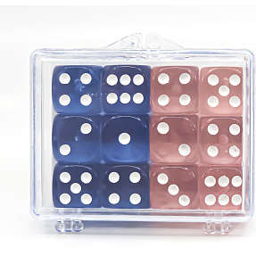 Games for fun transparente terninger rød/blå 12-pak