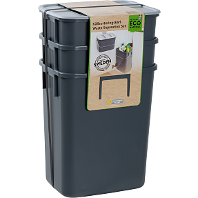 NORDISKA PLAST affaldssorteringssæt 3 stk. - grå<BR>
