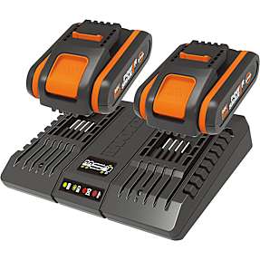 Worx Batteri sæt 2 x 2.0ah + dobbeltlader 2a