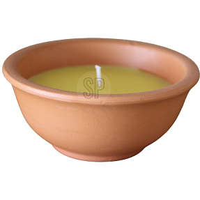 Terracottapotte med citronella lys 11x5 cm - gul