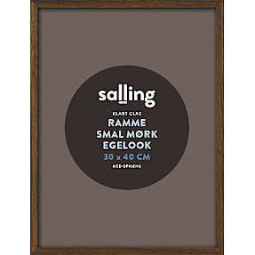 Ramme i mørk egetræslook m. glas - 30x40 cm