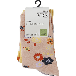 VRS børne 5-pak strømper str. 26/30 - multifarvet