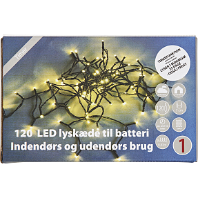 Lyskæde med 120 LED - varm hvid